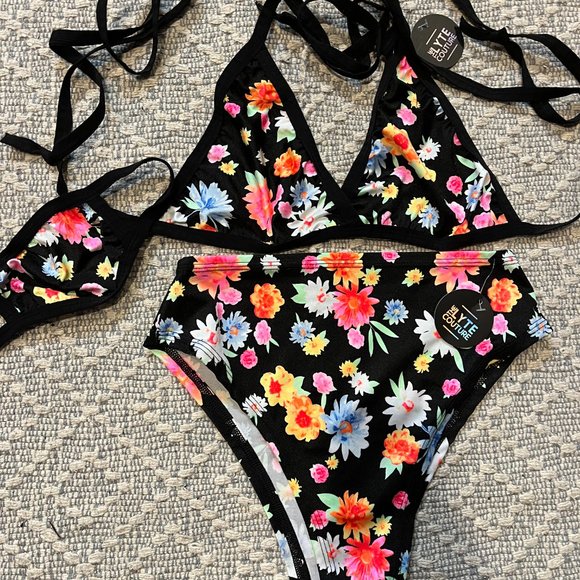 Lyte Couture Set Size L Never Worn Floral Print Rave Outfit Music Festival - Picture 1 of 1